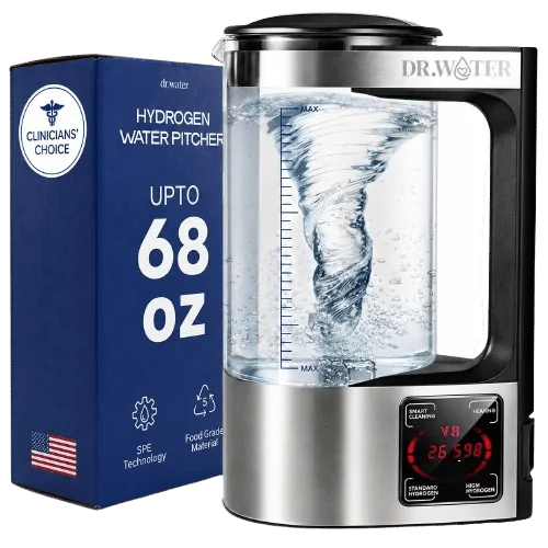 68 oz hydrogen water pitcher on its power base